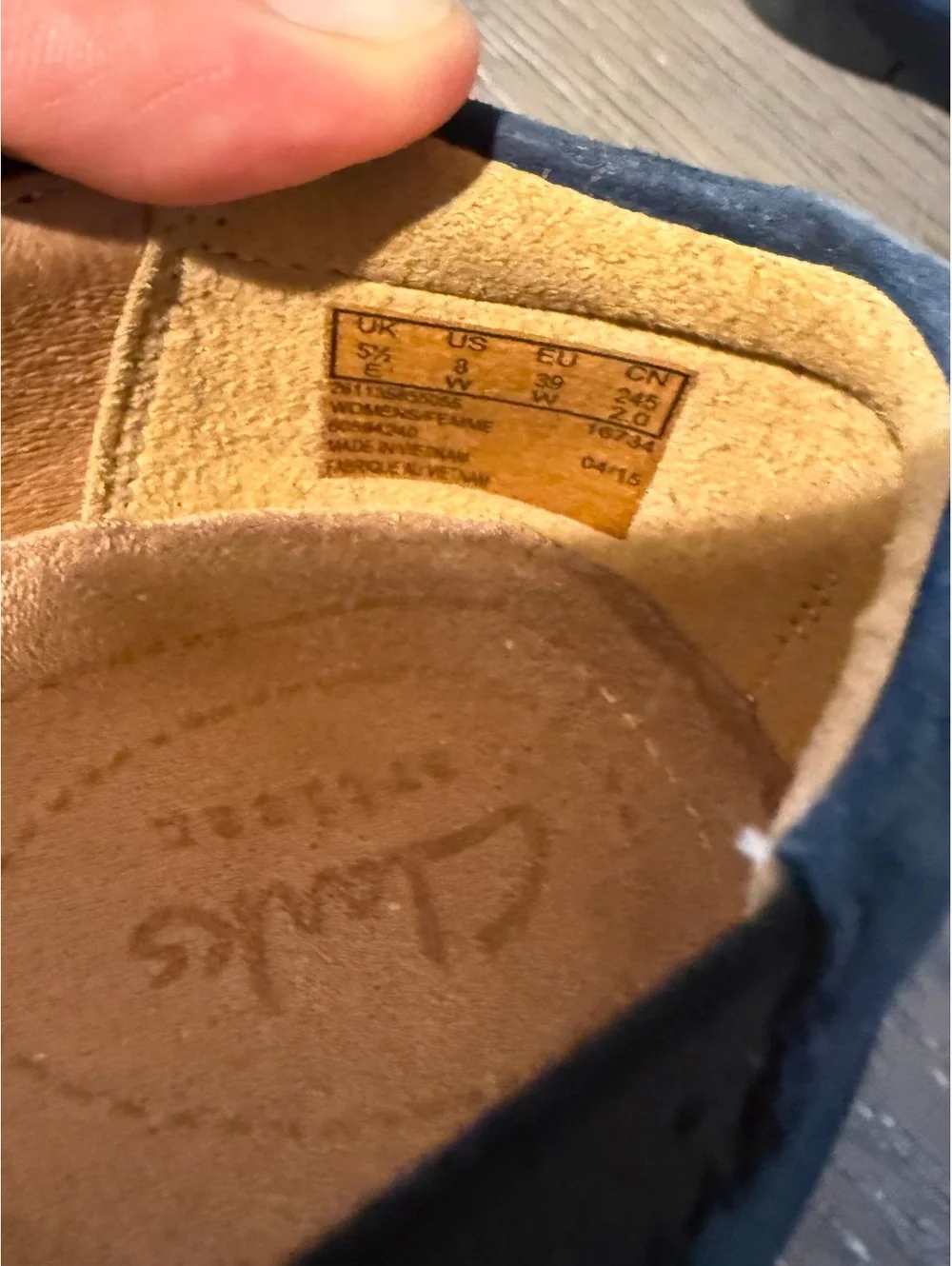 Clarks Navy Blue Suede Wedges Size 8